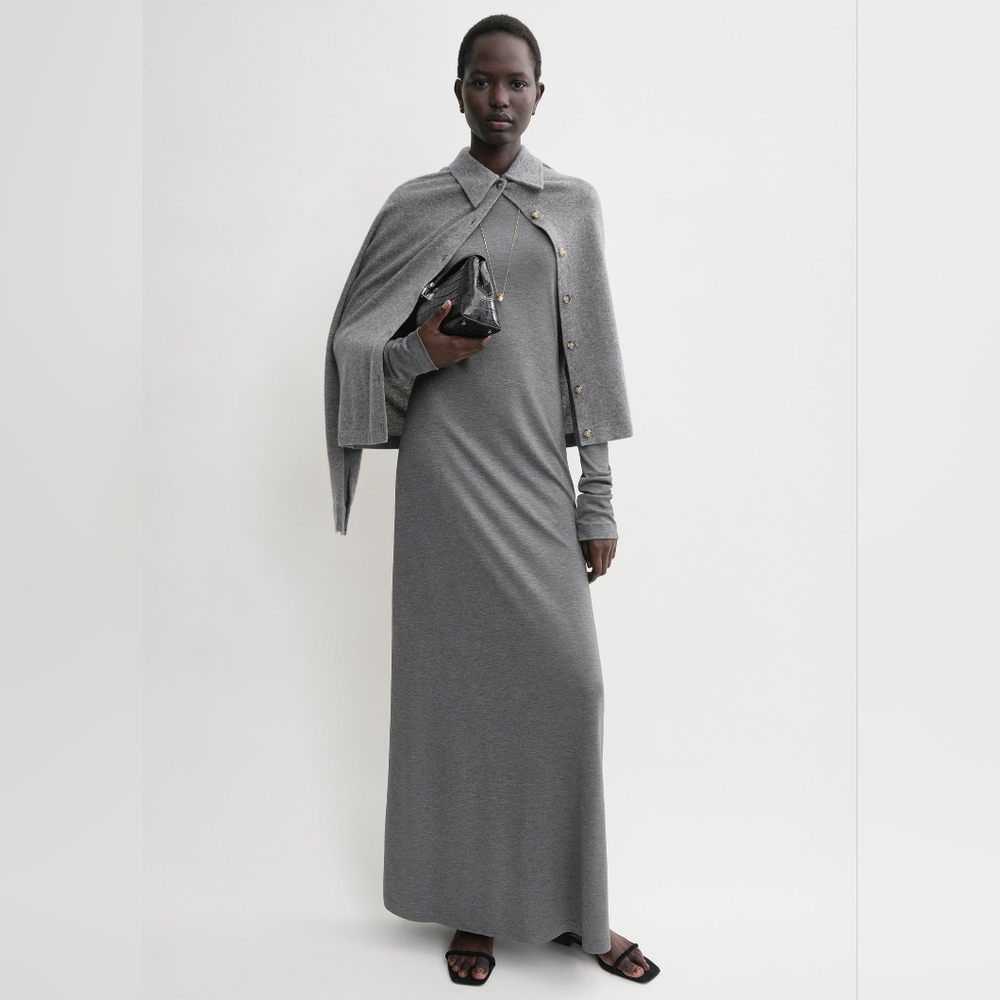TOTEME Long Sleeve Jersey Dress Grey Melange XS Org $520